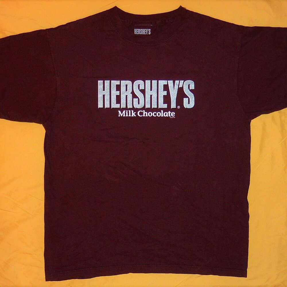 Hershey's Milk Chocolate promo shirt spellout vintage advertisement